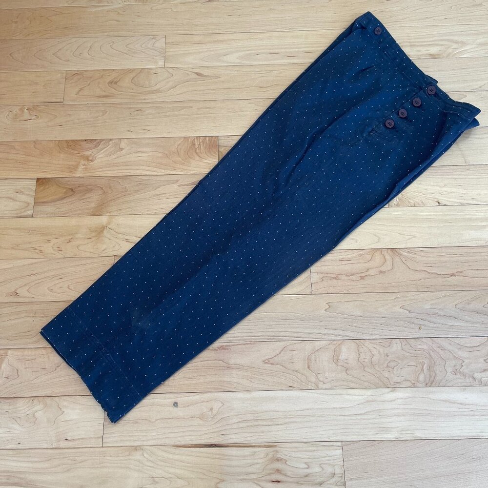 David Brooks Navy‎ Blue Polka Dot Cropped Pants